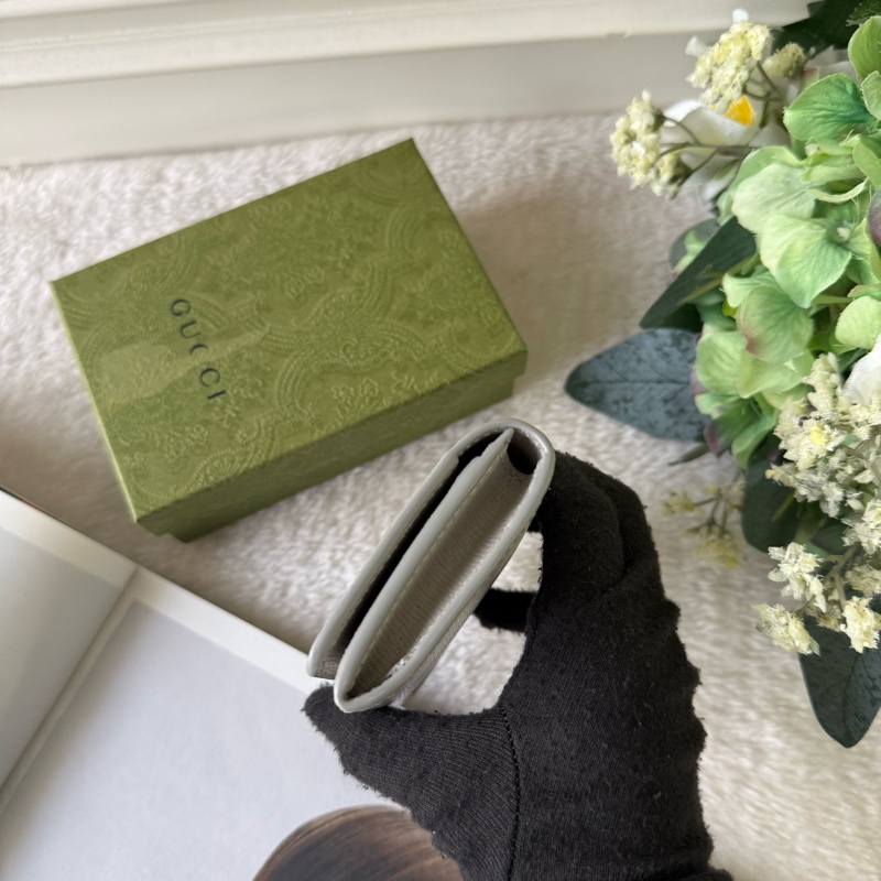 金字Logo 皮革釦式翻蓋卡片夾/名片夾(灰色)-4