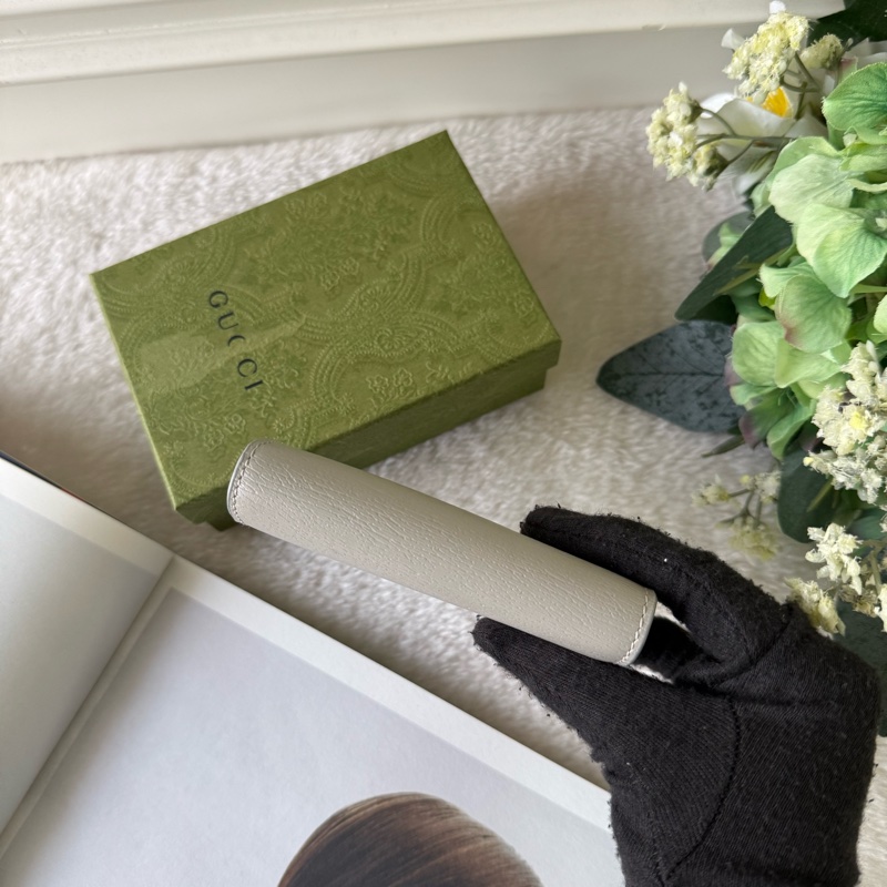 金字Logo 皮革釦式翻蓋卡片夾/名片夾(灰色)-6