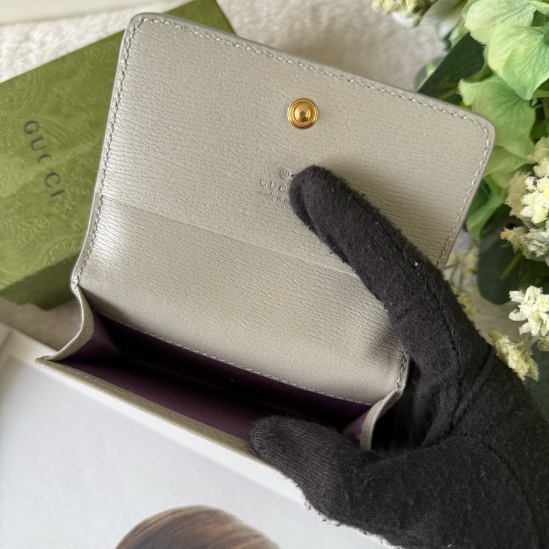 金字Logo 皮革釦式翻蓋卡片夾/名片夾(灰色)-8