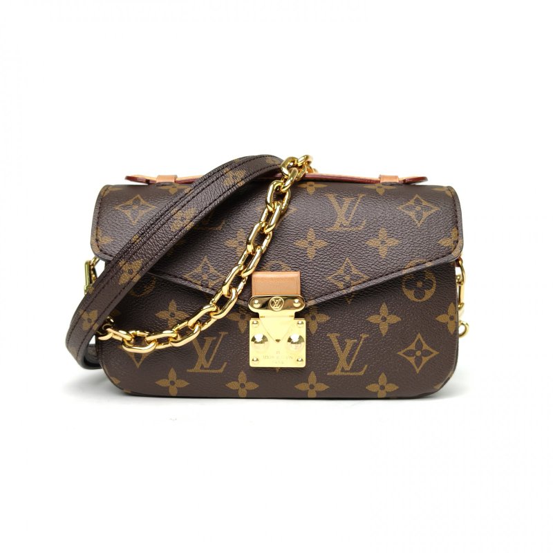 LOUIS VUITTON MetisPochetteEastWest橫版郵差包老花PVC金扣晶片肩背包-0