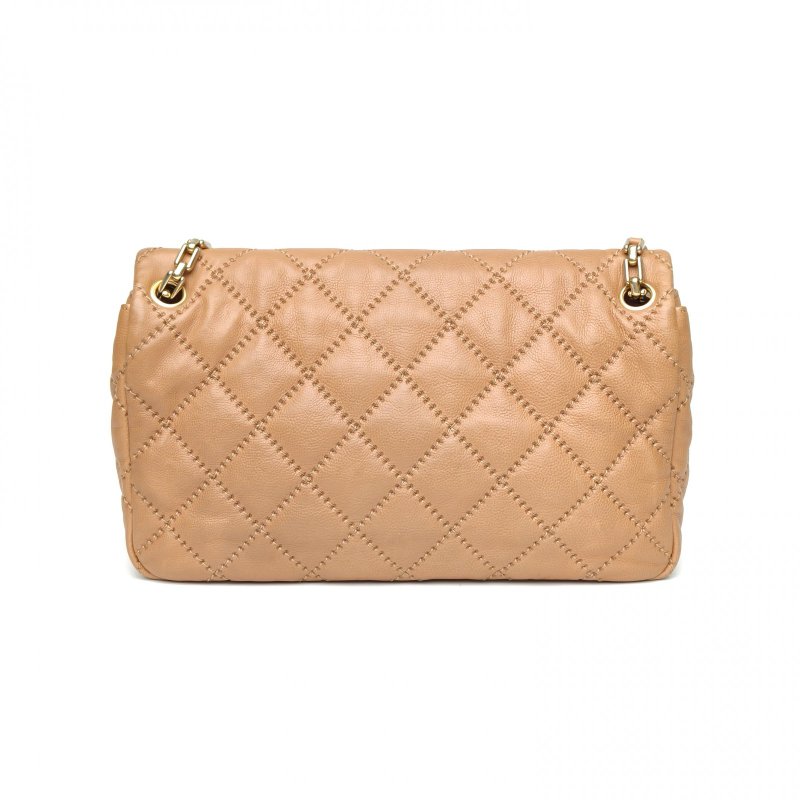 CHANEL 焦糖色牛皮14開金扣CF外縫雙口袋機場包肩背包-2