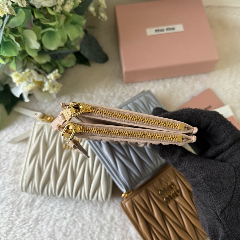 金字納帕軟皮拉鍊零錢袋釦式二折短夾(粉色)-5