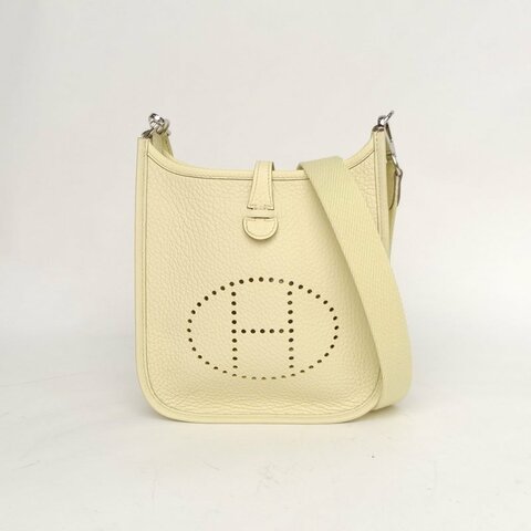 HERMES EvelyneMini16I8米爾頓黃TC皮W刻銀扣肩背包