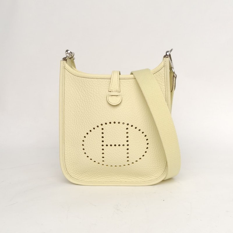 HERMES EvelyneMini16I8米爾頓黃TC皮W刻銀扣肩背包-0