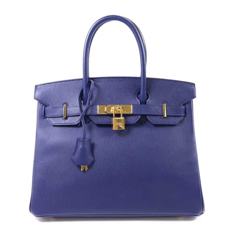 HERMES Epsom皮革Birkin 30金扣手挽袋Bleu Saphir-0