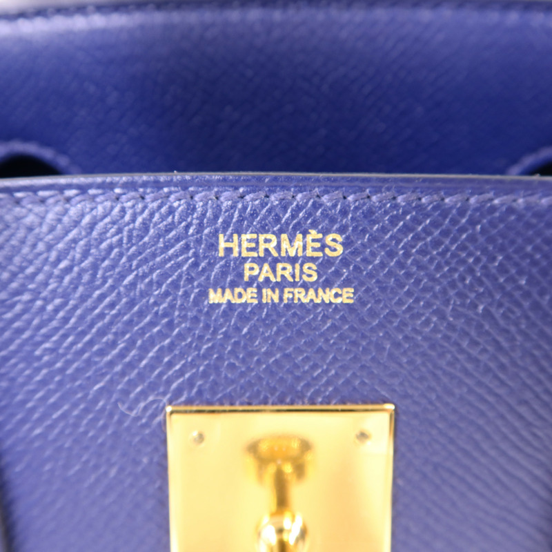HERMES Epsom皮革Birkin 30金扣手挽袋Bleu Saphir-6
