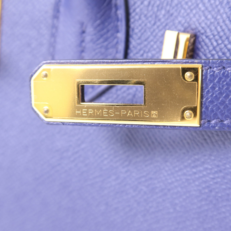 HERMES Epsom皮革Birkin 30金扣手挽袋Bleu Saphir-8