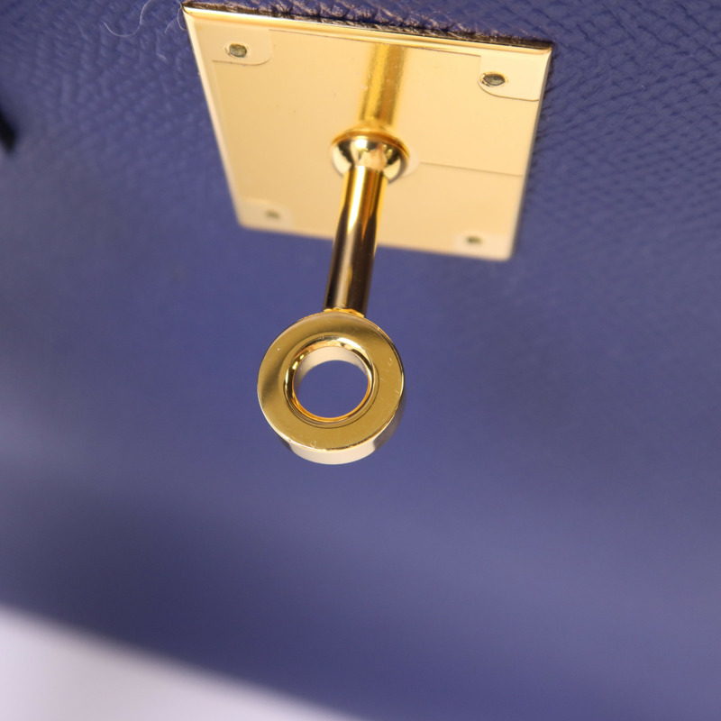 HERMES Epsom皮革Birkin 30金扣手挽袋Bleu Saphir-9