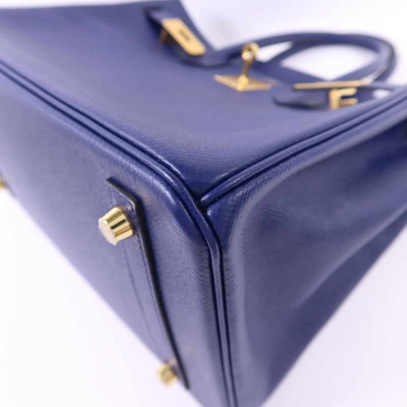 HERMES Epsom皮革Birkin 30金扣手挽袋Bleu Saphir-11