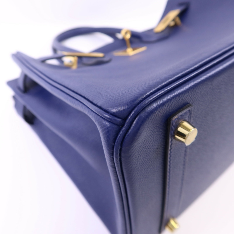 HERMES Epsom皮革Birkin 30金扣手挽袋Bleu Saphir-12