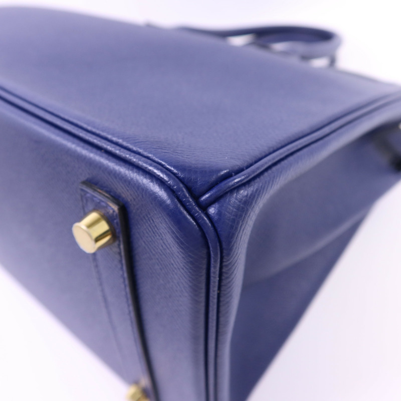 HERMES Epsom皮革Birkin 30金扣手挽袋Bleu Saphir-13
