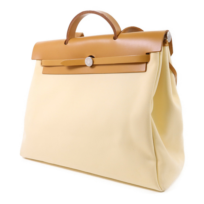 HERMES 帆布Herbag MM銀扣手挽肩背兩用袋-2