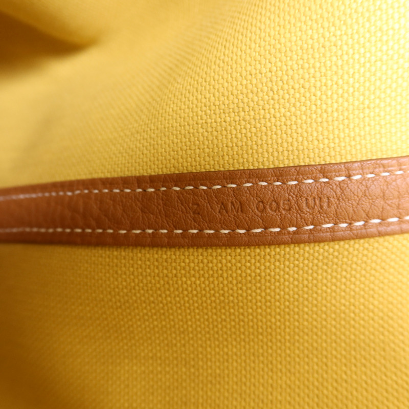 HERMES 帆布Garden Party TPM銀扣手挽袋Gold-7