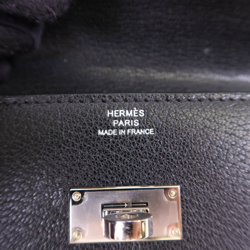 HERMES Chevre皮革Kelly Pocket Long Bifold Wallet銀扣長錢包Noir-6