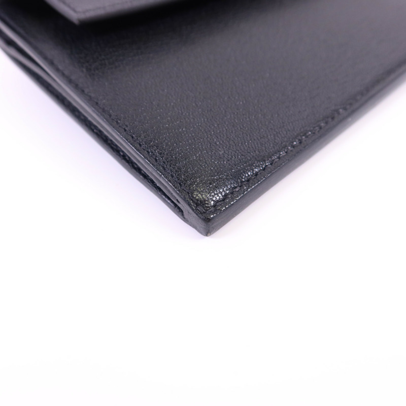 HERMES Chevre皮革Kelly Pocket Long Bifold Wallet銀扣長錢包Noir-13