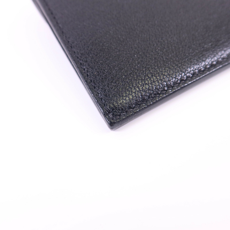 HERMES Chevre皮革Kelly Pocket Long Bifold Wallet銀扣長錢包Noir-15