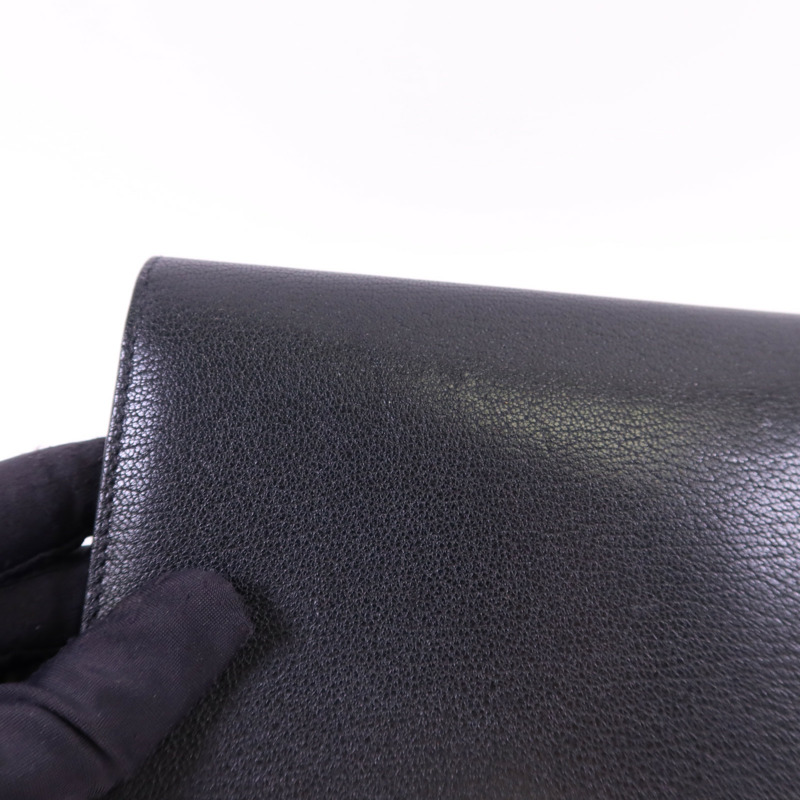 HERMES Chevre皮革Kelly Pocket Long Bifold Wallet銀扣長錢包Noir-16