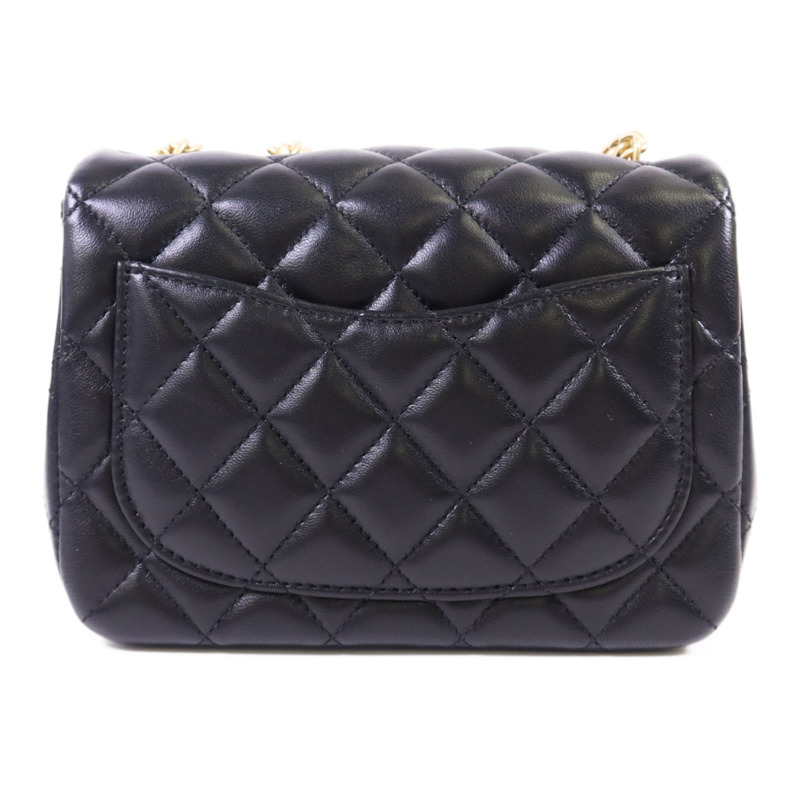 CHANEL 羊皮皮革Mini Classic 17金扣鏈帶肩背袋-1