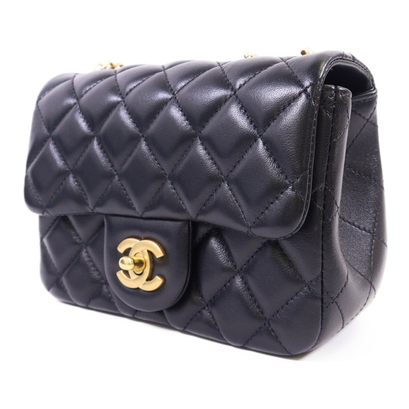 CHANEL 羊皮皮革Mini Classic 17金扣鏈帶肩背袋-2