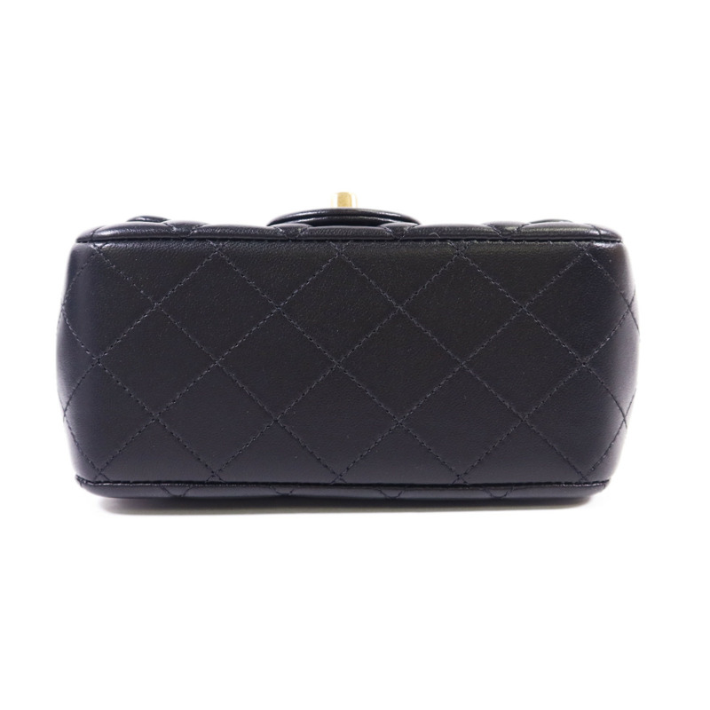 CHANEL 羊皮皮革Mini Classic 17金扣鏈帶肩背袋-3