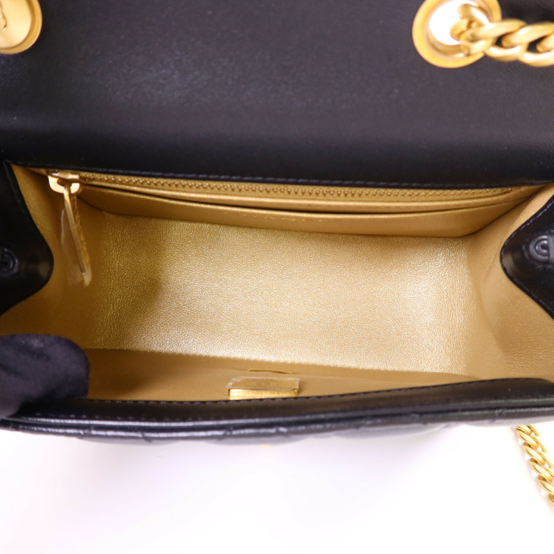 CHANEL 羊皮皮革Mini Classic 17金扣鏈帶肩背袋-6