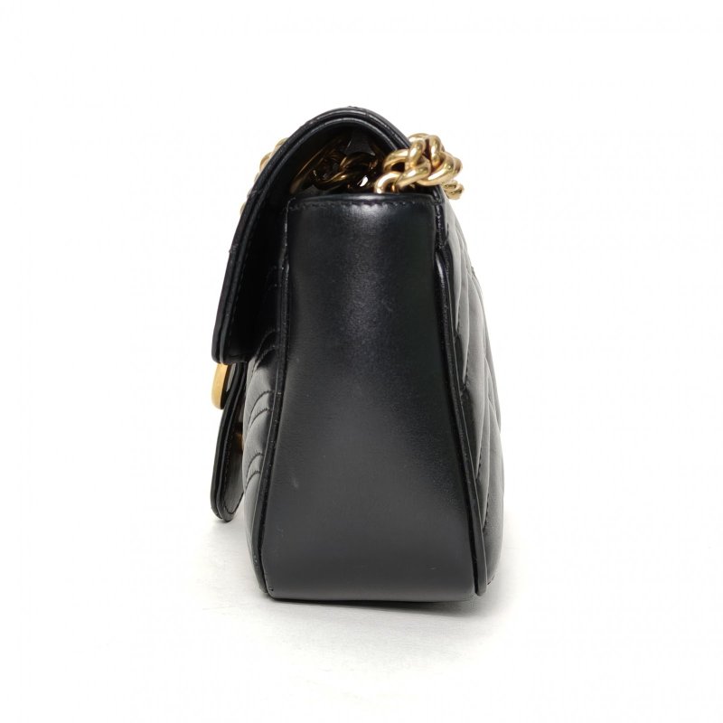 GUCCI GGMarmont肩背包Mini22黑色牛皮金扣肩背包-1