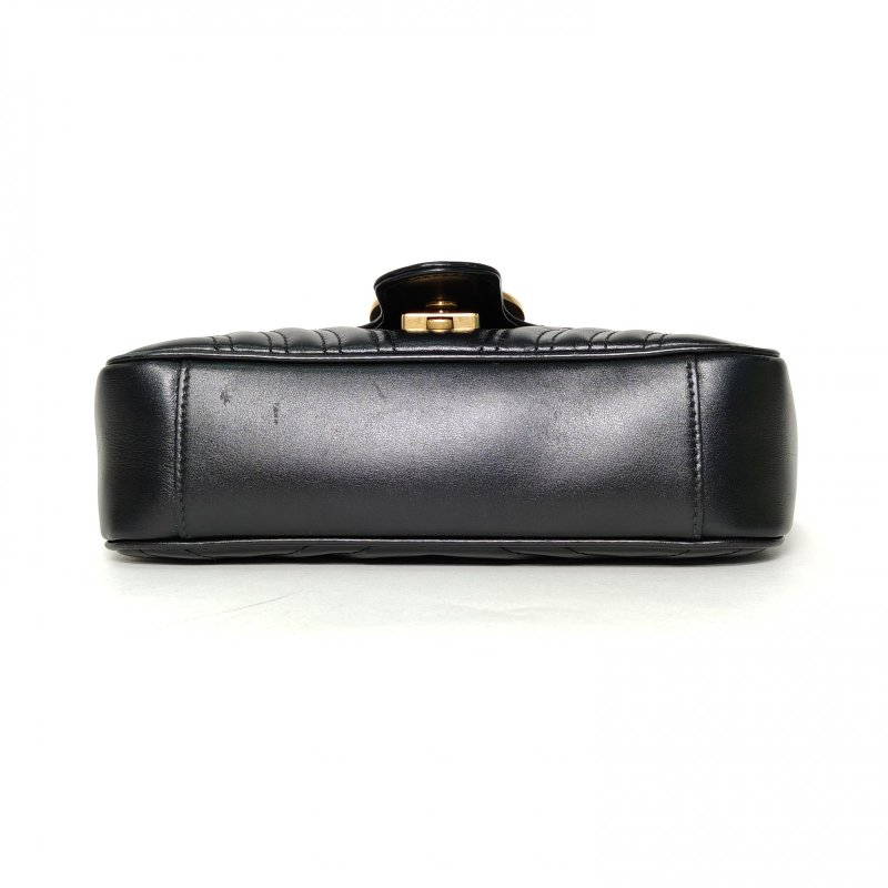 GUCCI GGMarmont肩背包Mini22黑色牛皮金扣肩背包-4