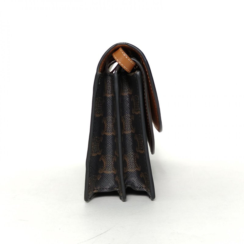 CELINE Triomphe凱旋門標誌印花信封包woc老花PVC金扣肩背包-3