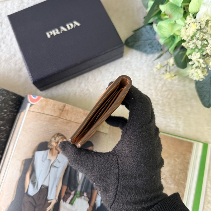 金色燙印Logo 牛皮對卡片夾/名片夾(焦糖色)-4