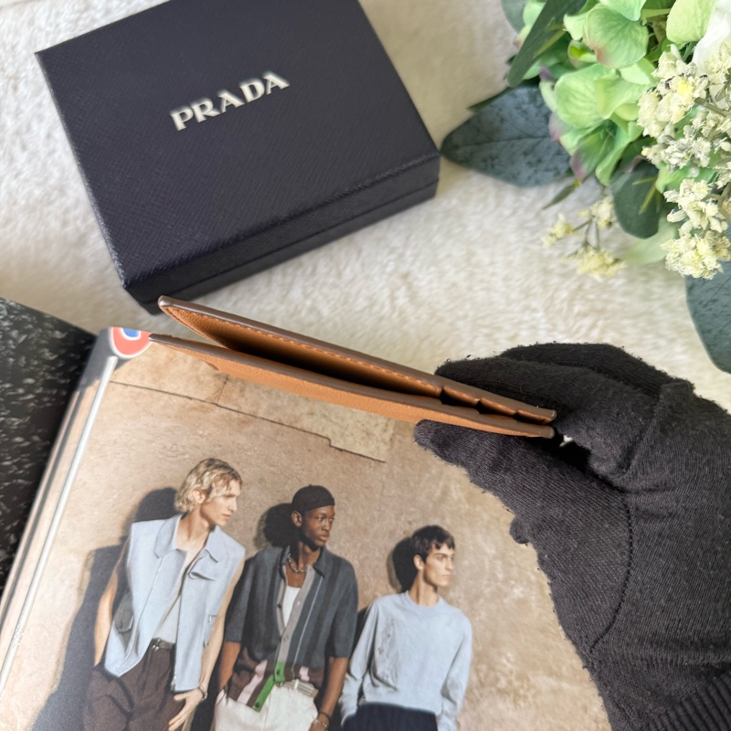 金色燙印Logo 牛皮對卡片夾/名片夾(焦糖色)-5