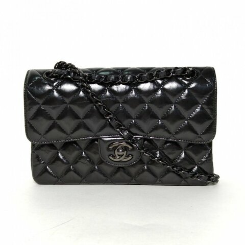 CHANEL CF口蓋包小號23黑色牛皮29開黑扣菱格紋soblack肩背包