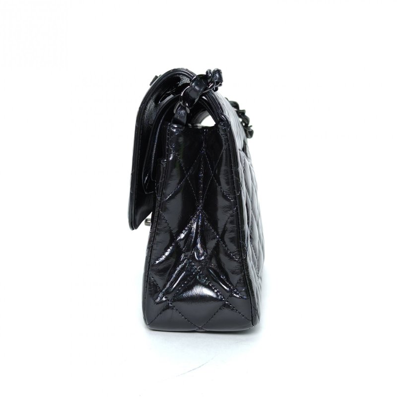 CHANEL CF口蓋包小號23黑色牛皮29開黑扣菱格紋soblack肩背包-1