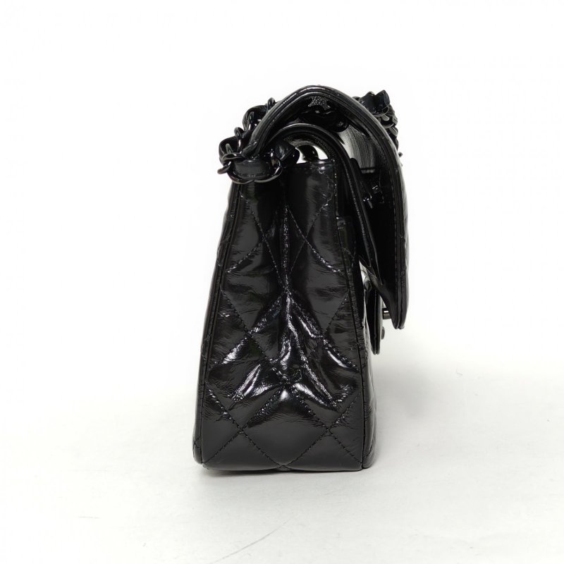 CHANEL CF口蓋包小號23黑色牛皮29開黑扣菱格紋soblack肩背包-3