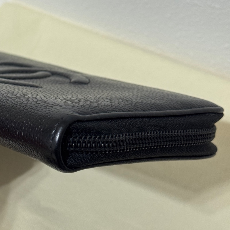 香奈兒雙C長夾/黑色荔枝紋/Chanel-9