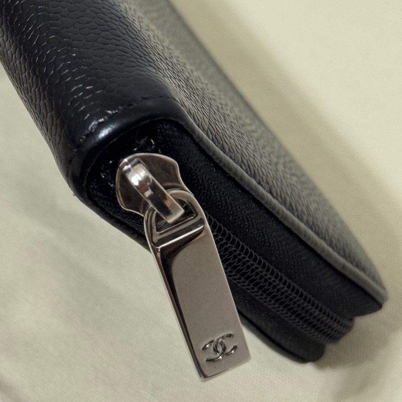 香奈兒雙C長夾/黑色荔枝紋/Chanel-10