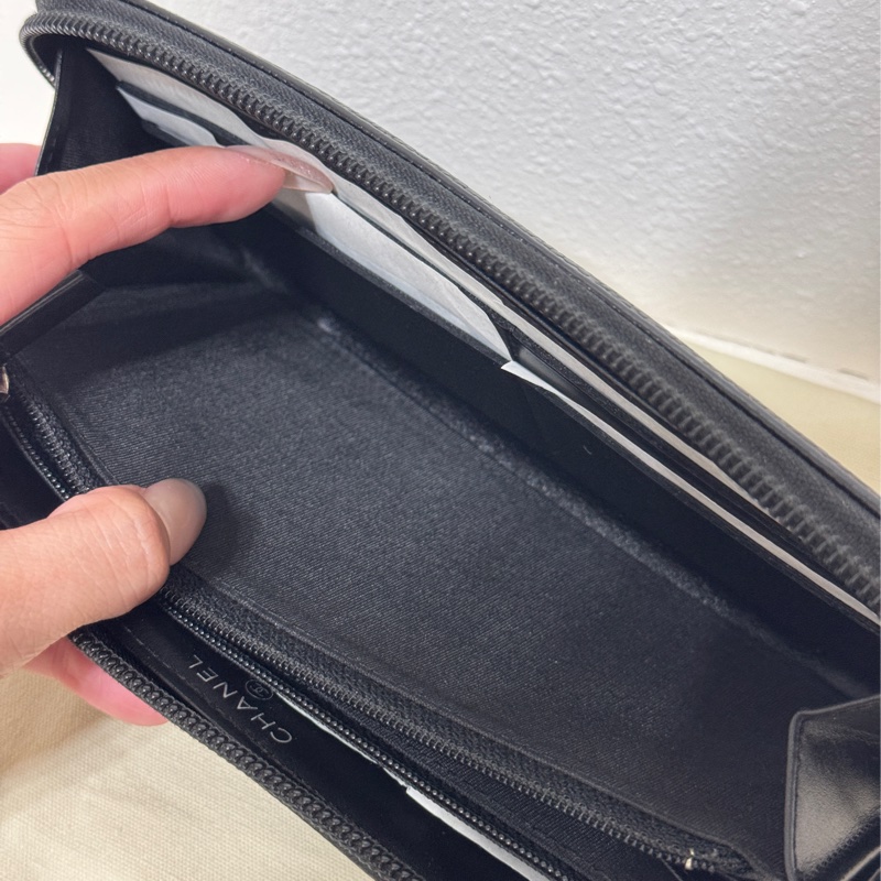 香奈兒雙C長夾/黑色荔枝紋/Chanel-15