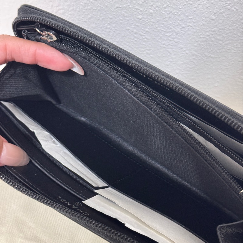 香奈兒雙C長夾/黑色荔枝紋/Chanel-16