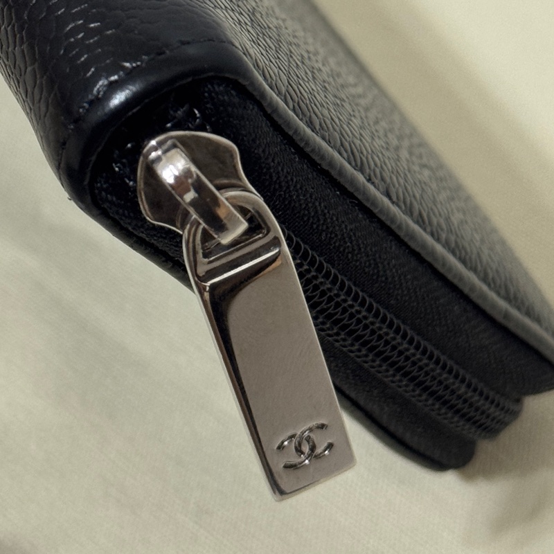 香奈兒雙C長夾/黑色荔枝紋/Chanel-18