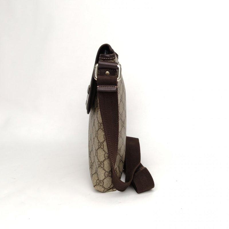 GUCCI 烏木色PVC淺金扣GGlogo老花單肩包肩背包-1