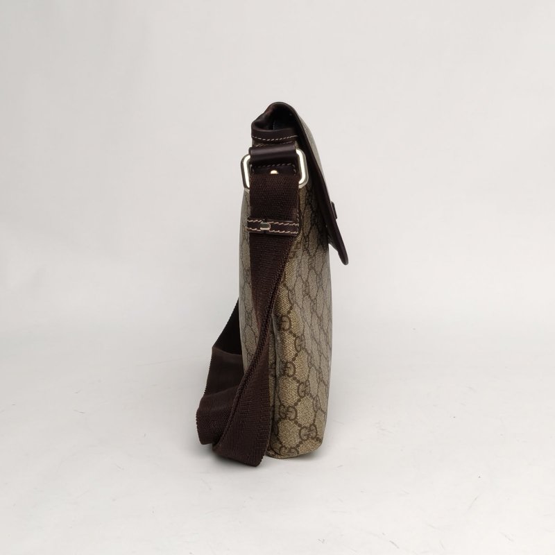 GUCCI 烏木色PVC淺金扣GGlogo老花單肩包肩背包-3