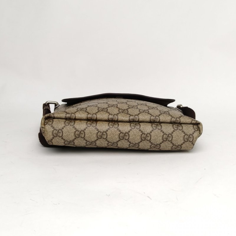 GUCCI 烏木色PVC淺金扣GGlogo老花單肩包肩背包-4