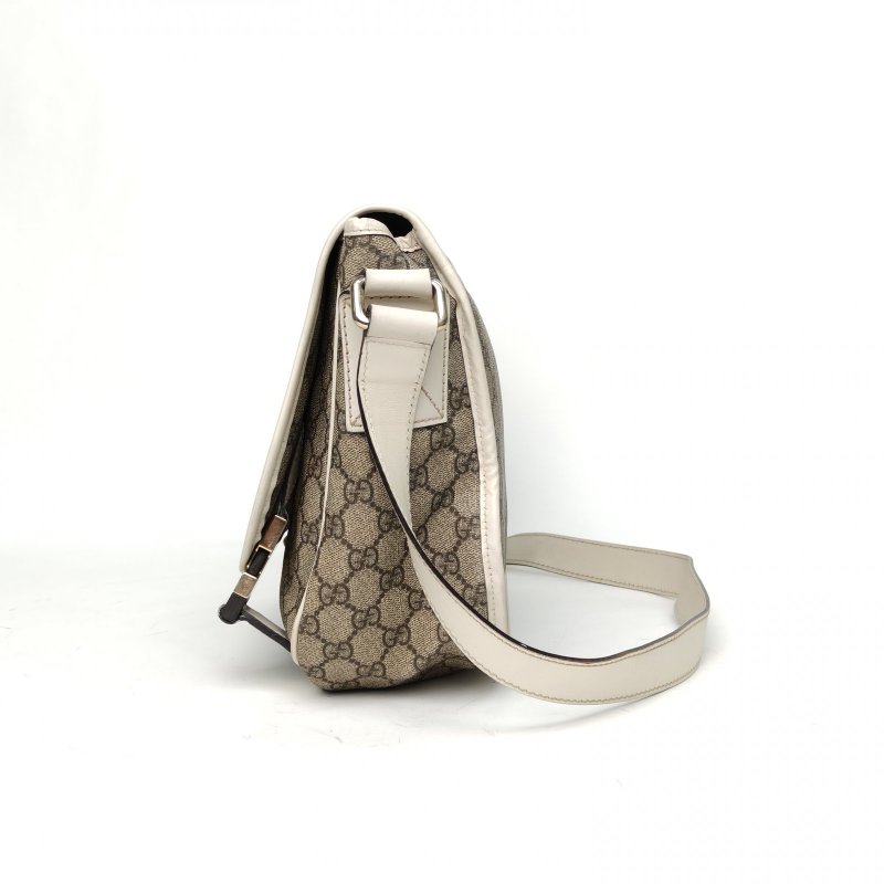 GUCCI 烏木色PVC淺金扣郵差單肩包肩背包-1