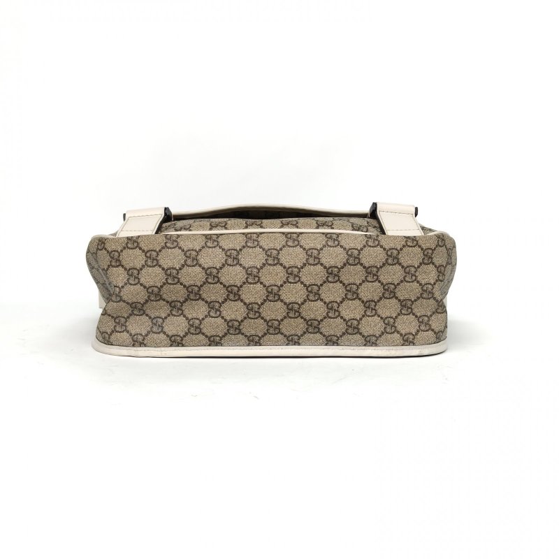 GUCCI 烏木色PVC淺金扣郵差單肩包肩背包-4