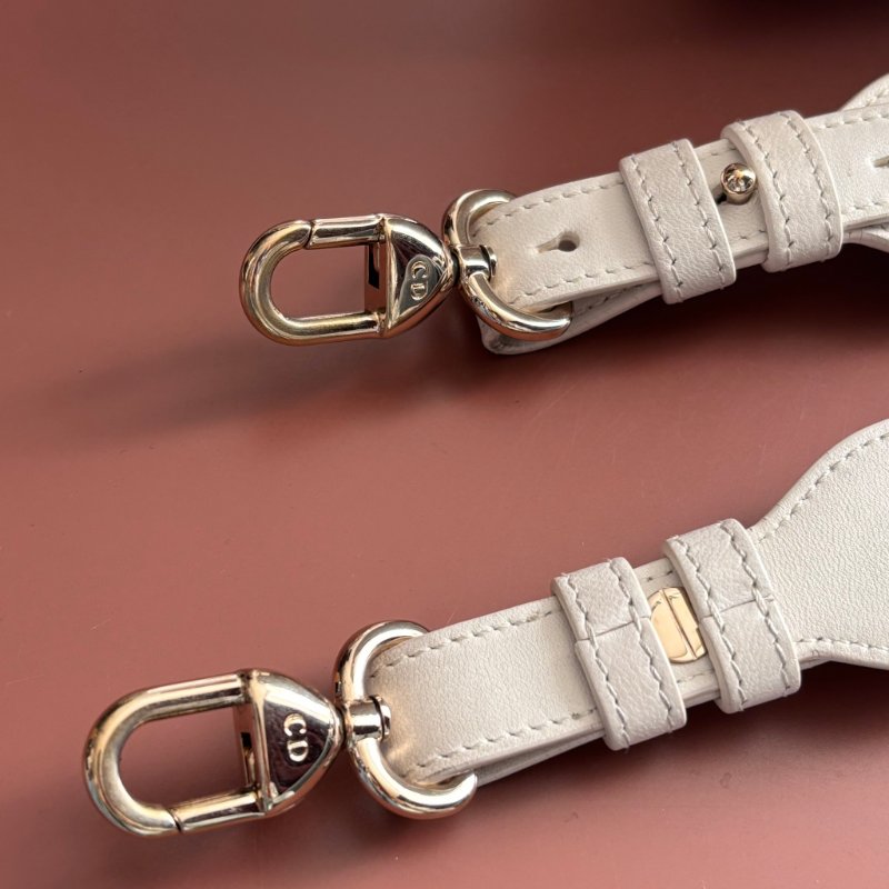 ::Christian Dior:: Lady Dior My ABCDior 白色羊皮5x4藤格紋淡金釦手提斜背黛妃包-43