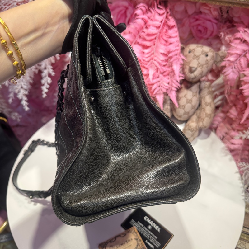 Chanel 油蠟荔枝牛皮肩背包/王吉娜古董精品-3