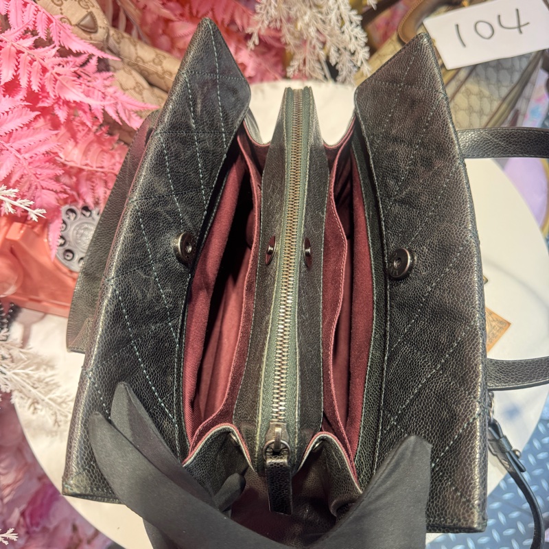 Chanel 油蠟荔枝牛皮肩背包/王吉娜古董精品-7