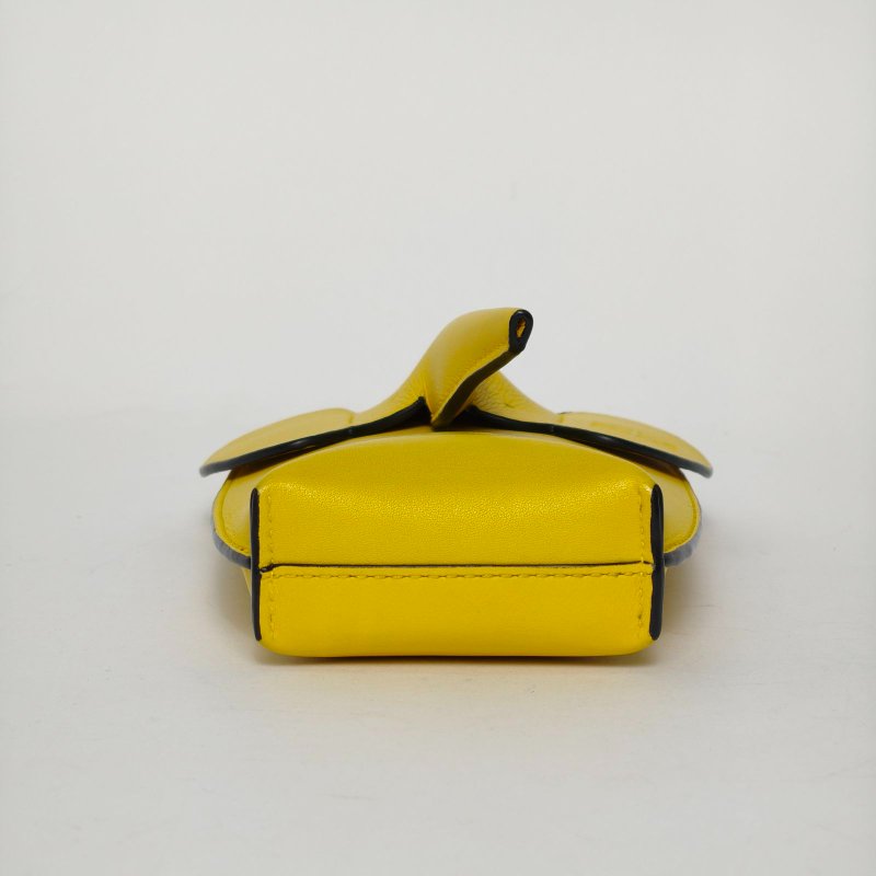 LOEWE ElephantPocketLogo小象手機包黃色牛皮銀扣肩背包-4
