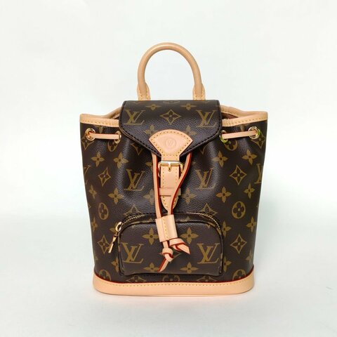 LOUIS VUITTON MontsourisPM雙肩包mini24老花PVC晶片肩背包
