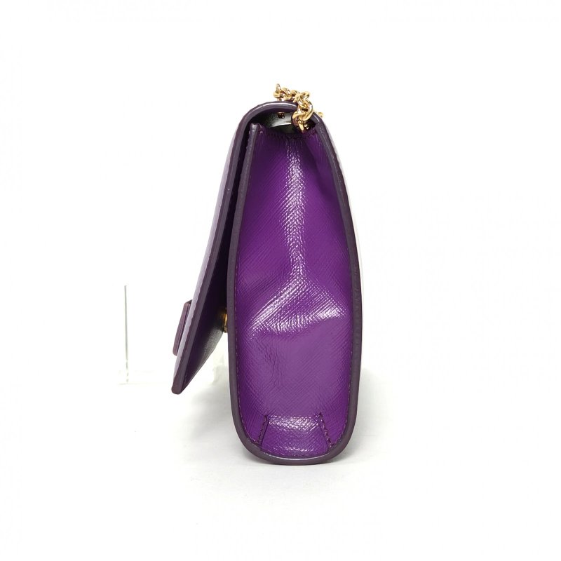 FERRAGAMO 紫色牛皮蝴蝶結鏈條包肩背包-3