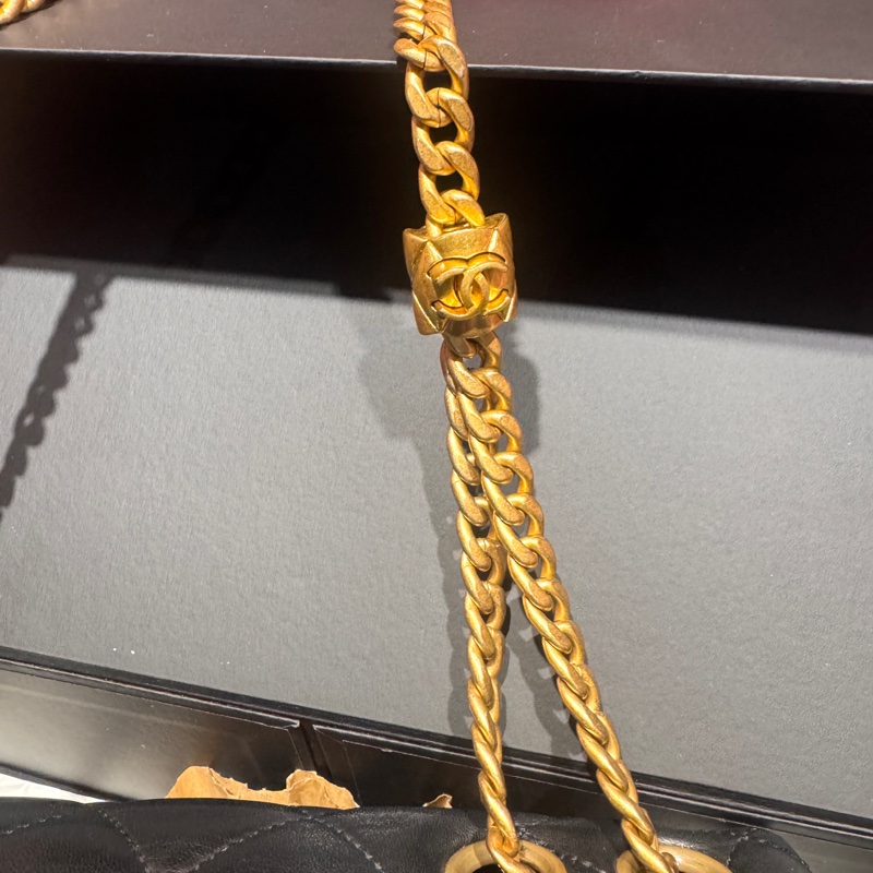 Chanel 黑金金柱調節包/王吉娜古董精品-2